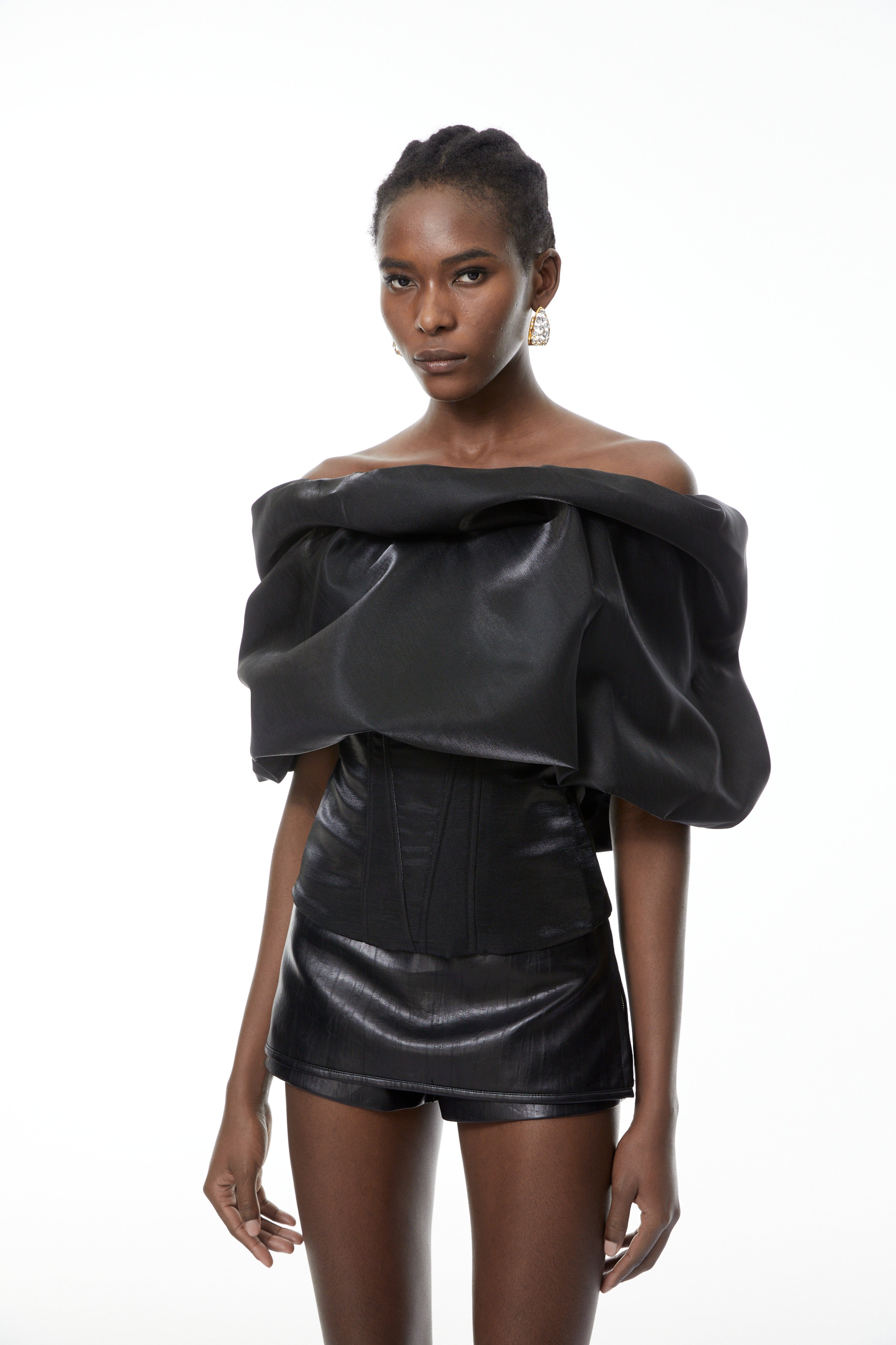 Ondina Black Off Shoulder Bubble Top