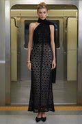 Thale Black Scarf Design Knit Maxi Dress
