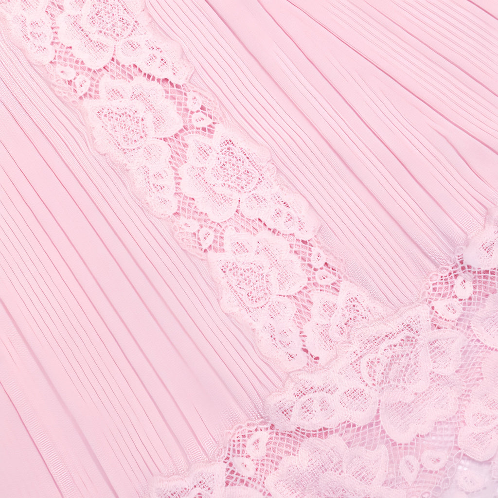 Thalya Pink Lace Trim Knit Midi Dress
