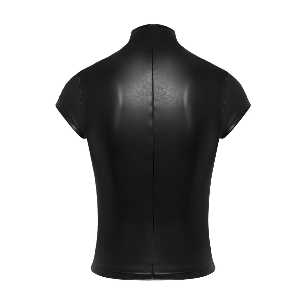 Trine Black Cut Out Leather Top