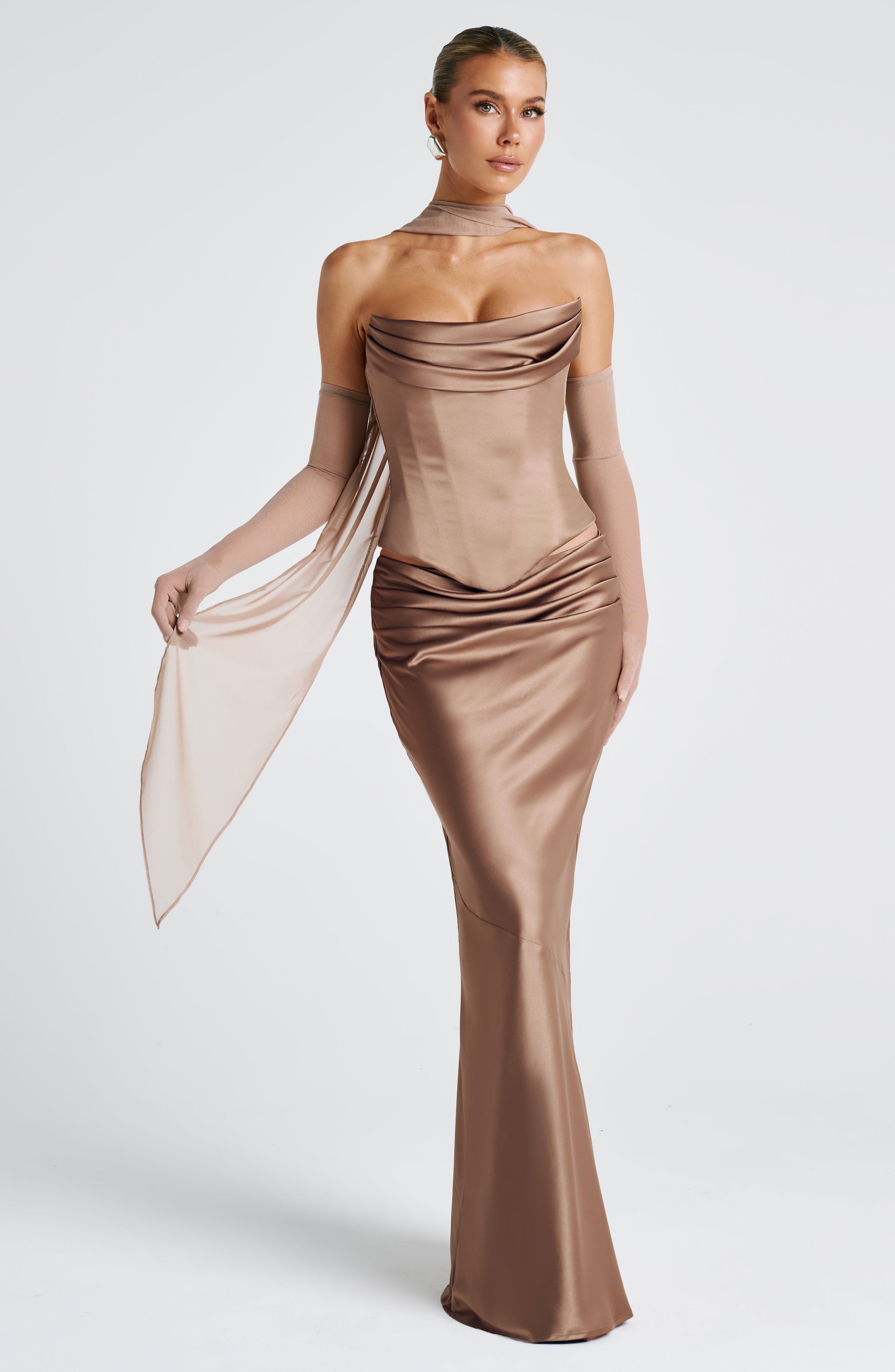 ATISSE BERNADETTE ICON — Satin Maxi Skirt (Hazel)
