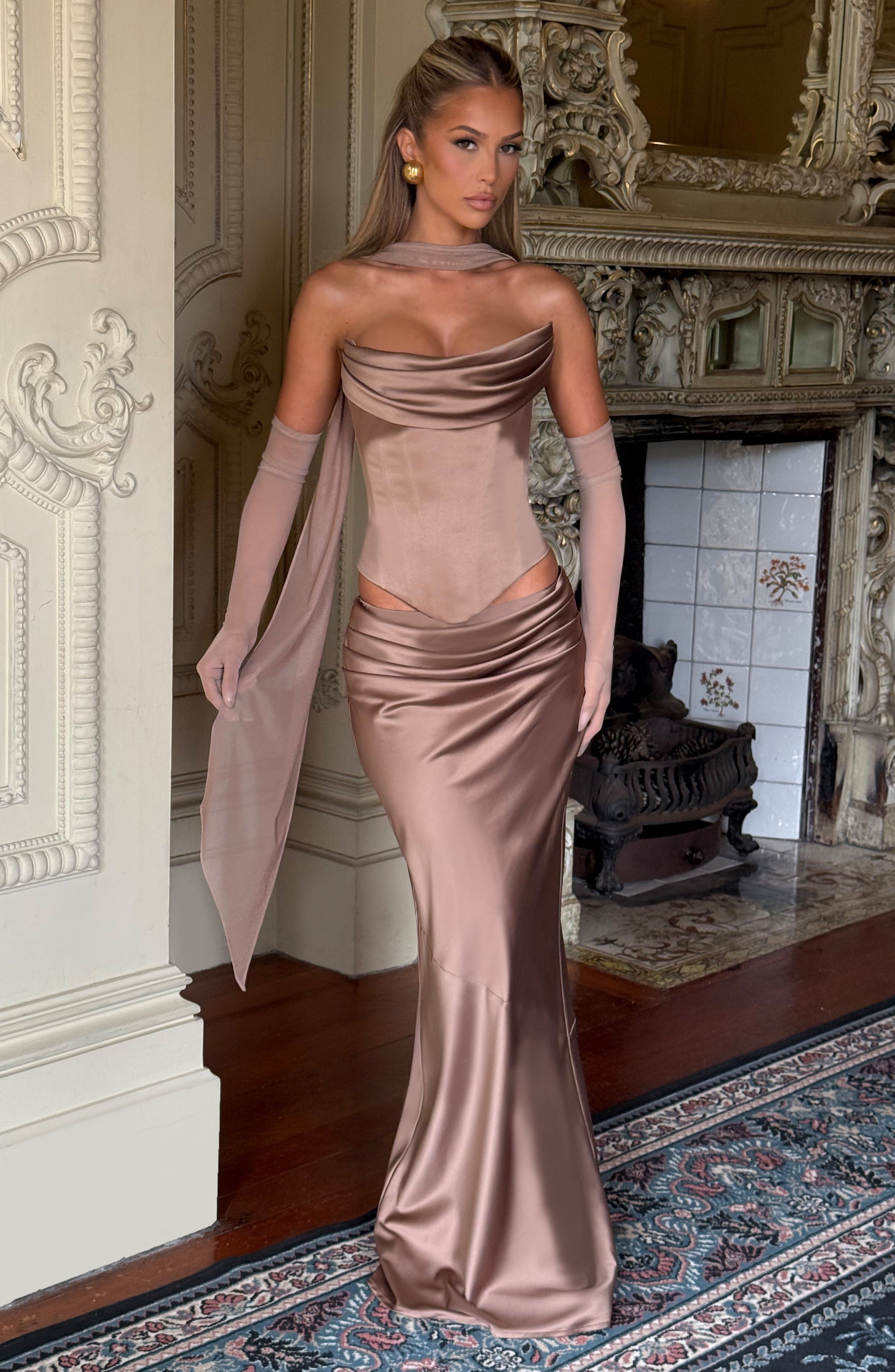 ATISSE BERNADETTE ICON — Satin Maxi Skirt (Hazel)