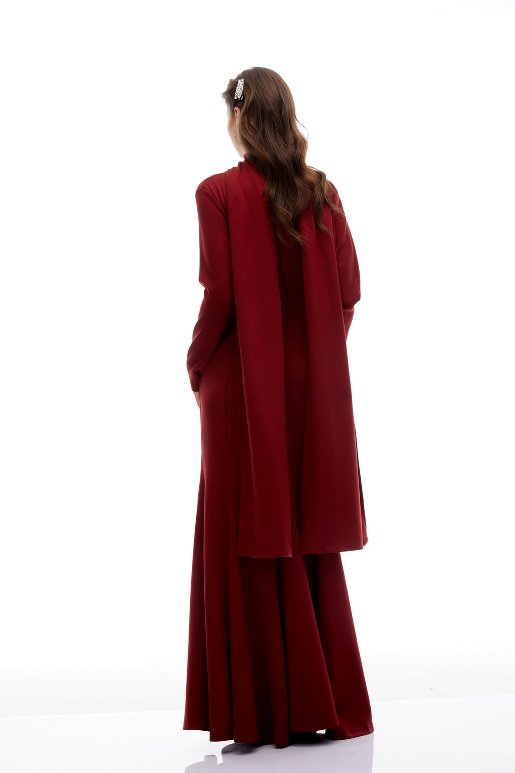 Margot Red Scarf Design Ruched Maxi Gown (Final Sale-US Only)