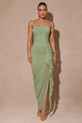 The Amalfi | Vestido Largo Strapless con Volante Lateral