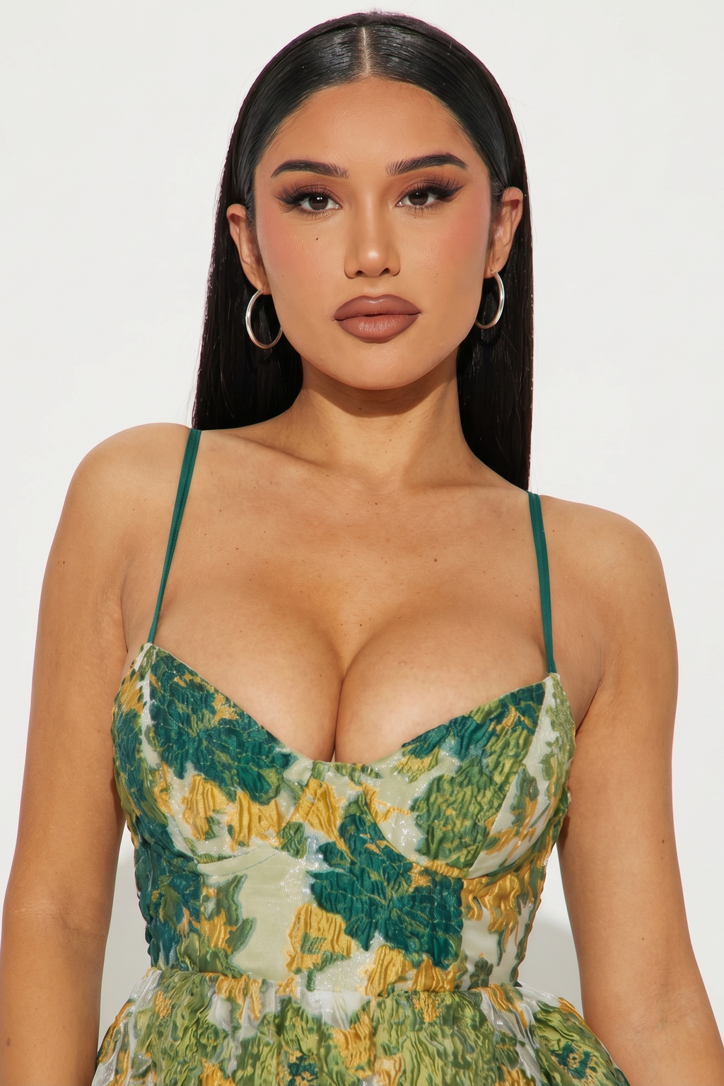 Vestido Midi de Tirantes con Corset y Estampado Floral