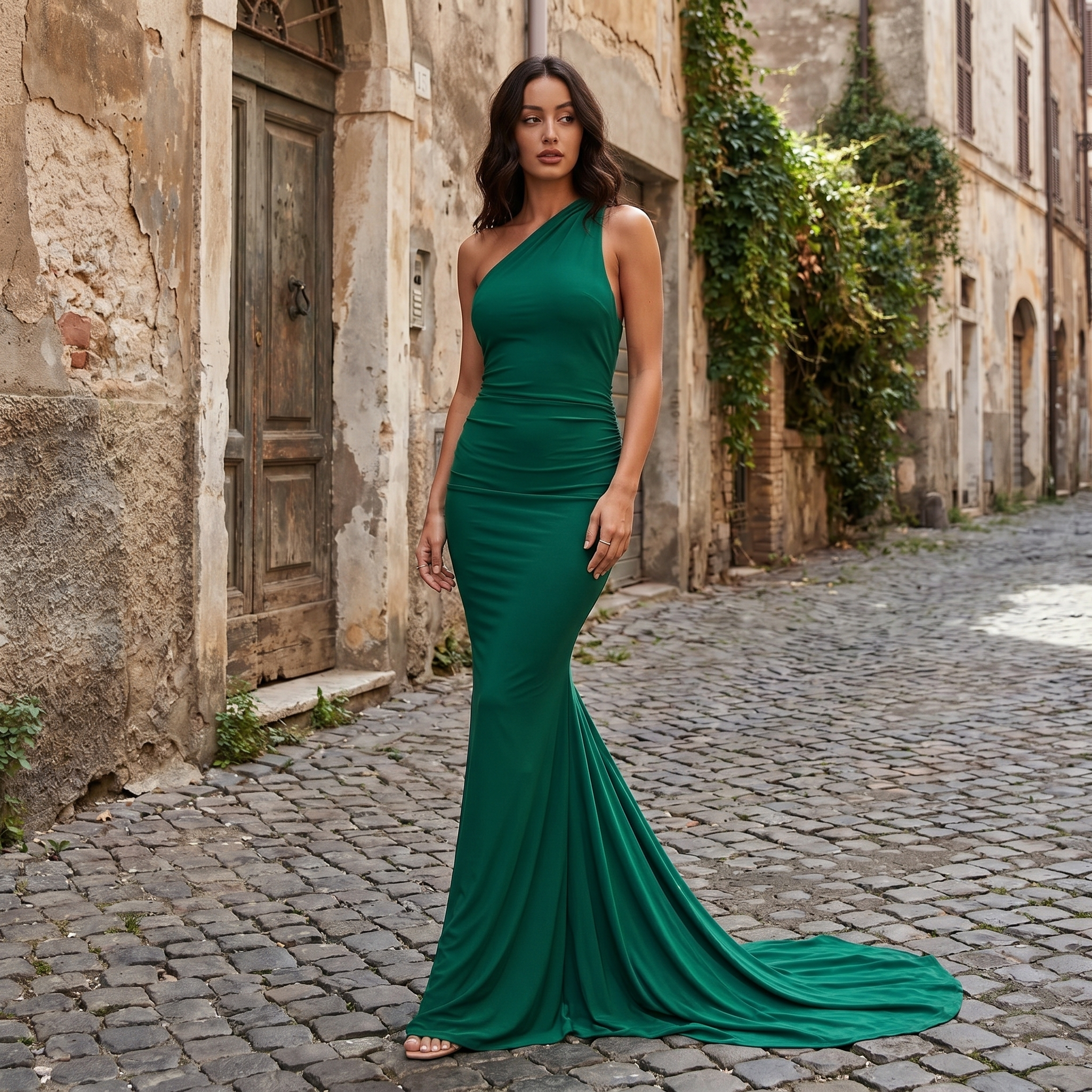 Vestido maxi Callista de DION NOIR en tela fluida, con diseño elegante y detalles que resaltan en la imagen.
