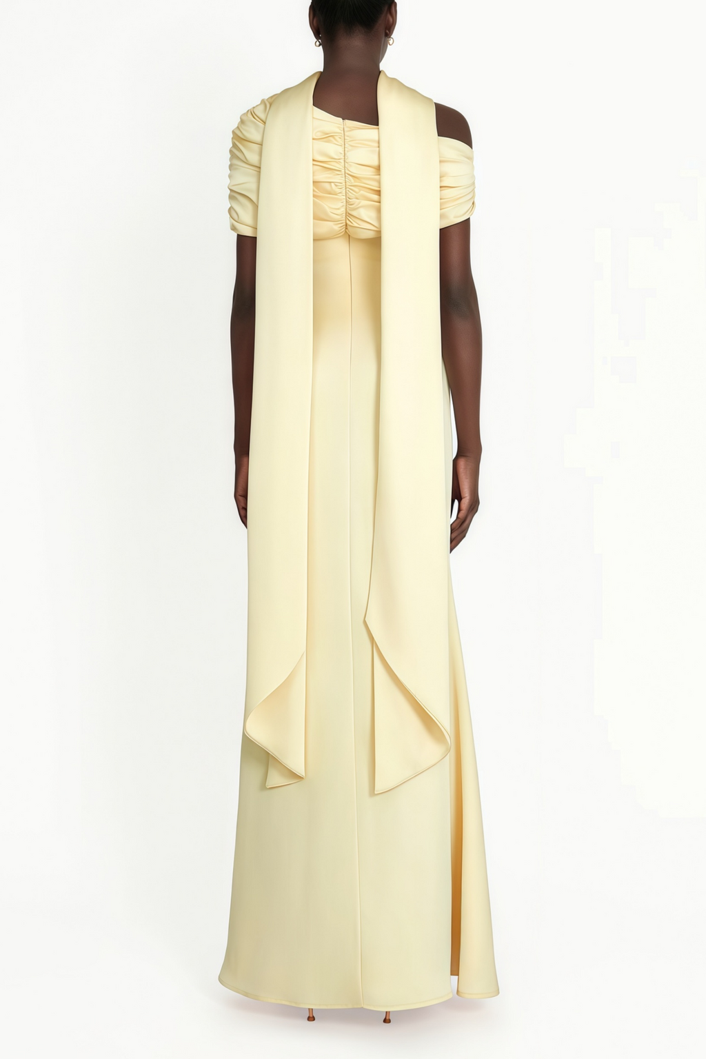Benedetta Yellow One Shoulder Satin Maxi Dress(Final Sale-US Only)