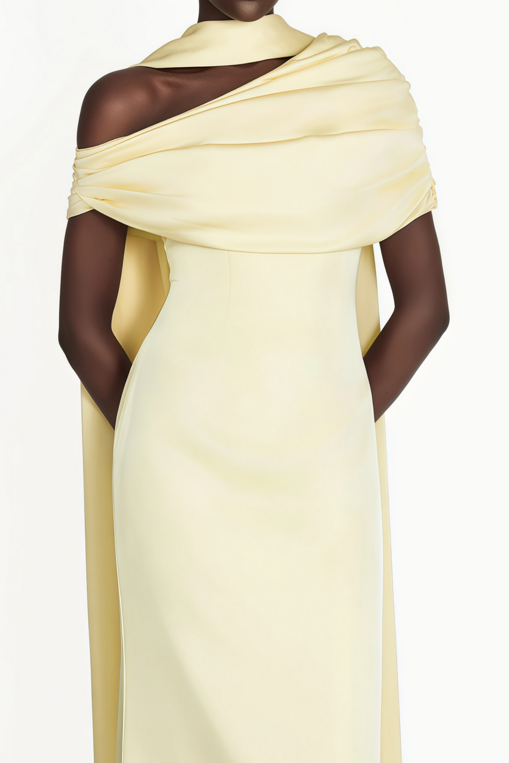 Benedetta Yellow One Shoulder Satin Maxi Dress(Final Sale-US Only)