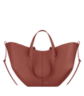 Bolso de mano Polène Cyme en terracota piel granulada, vista frontal del diseño elegante y texturizado.